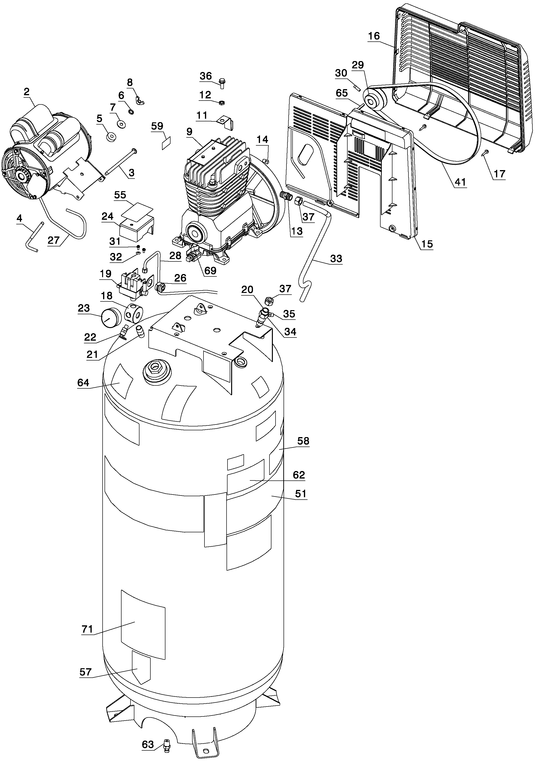 Page B Diagram and Parts List for C7501M 0 Porter Cable Compressor